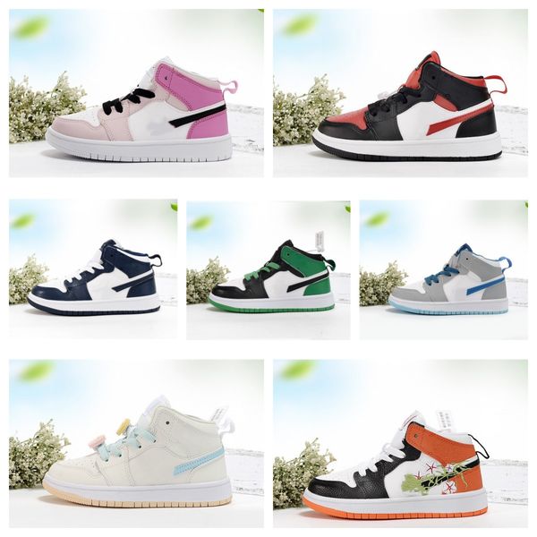 

new 1s high shoes kids youth born infant toddler trainers boys girls kid shoe sneakers desiganer trainers sneaker boy j 1 chidren 22-37, Black