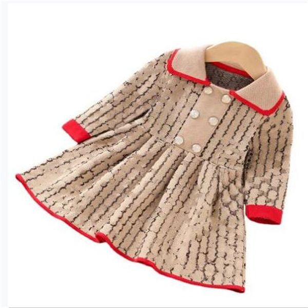 

new arrival girls sweater dress spring autumn knitted long sleeve dresses letters printed kids baby coat princess dress designer children cl, Red;yellow