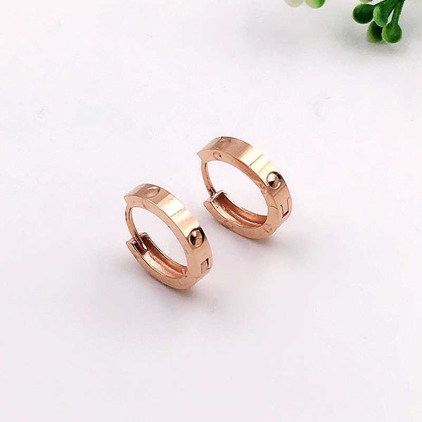 

internet celebrity 18k rose gold colorful earrings female au750 plain circle carti single earbone, Golden;silver