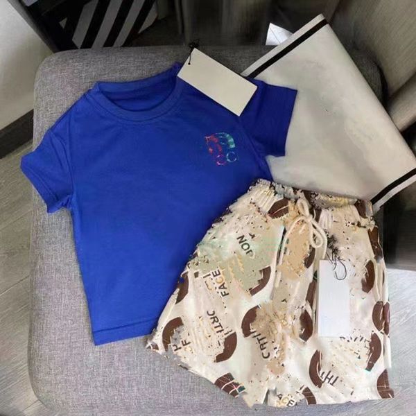 

designer baby kids clothing sets girls luxury dress boys sporty suits childrens classic clothes fashion clothing summer t shirt suit, White