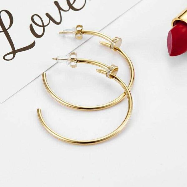 

eller carti nail earrings for women light luxury fashion geometric metal c-shaped circle titanium steel, Golden;silver