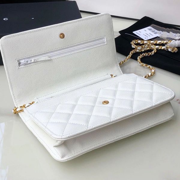 

women woc crossbody bag genuine leather quilted cowhide lambskin flap shoulder bags gold silver hardware wallet on chain mini purse with dus
