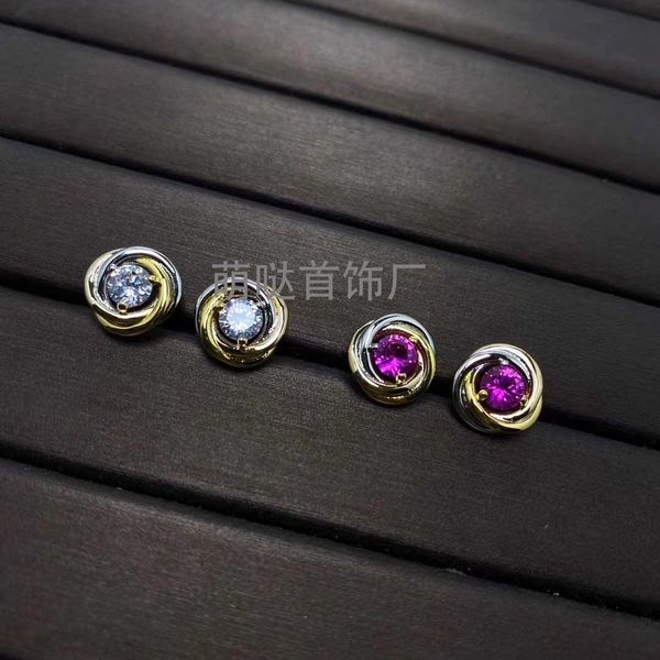 

high version carti earrings fashion 18k rose gold trend carti three ring color bullet head male and female couple v, Golden;silver