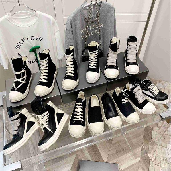 

designer ro sneakers luxury rick pentagram lace-up canvas shoes men women high-owen mens trainers sports sneakers size 35-47, Black