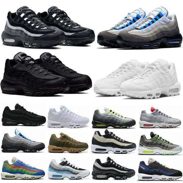 

mens 95 maxs running shoes max 95s triple black white air neon greedy solar red sneakers 20th anniversary ultra olive blue reflective design