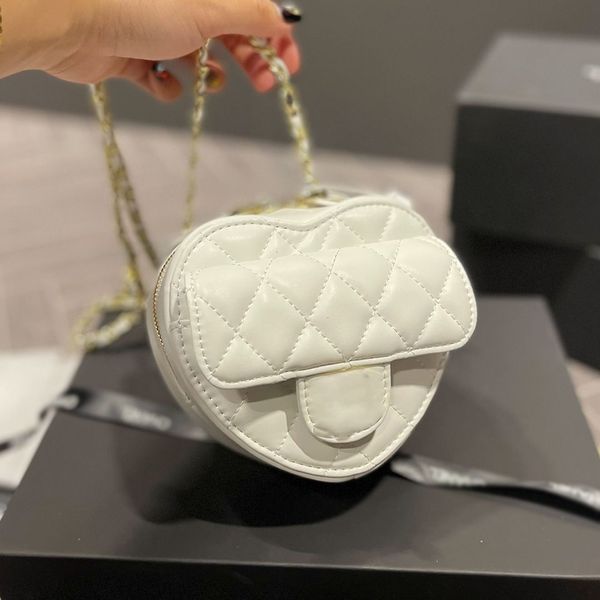 

designers handbag bag purse chains cross body mini heart love bags shoulder bags genuine leather double letters solid hasp diamond lattice h