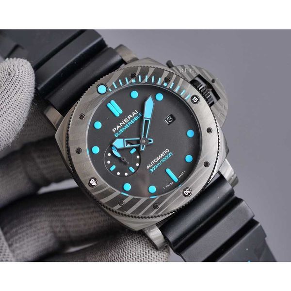 

luxury mechanical watch panaral_ sapphire mirror swiss automatic movement size 42mm 47mm imported rubber strap 5o9i, Slivery;brown
