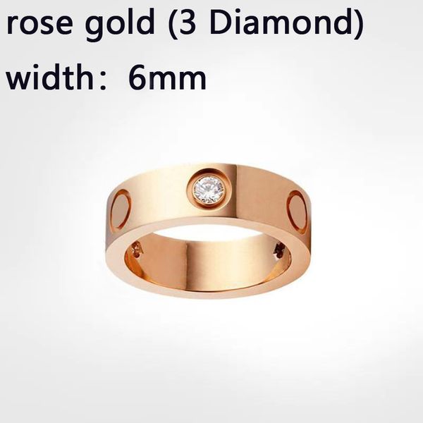 6mm Różowe złoto z diamentem