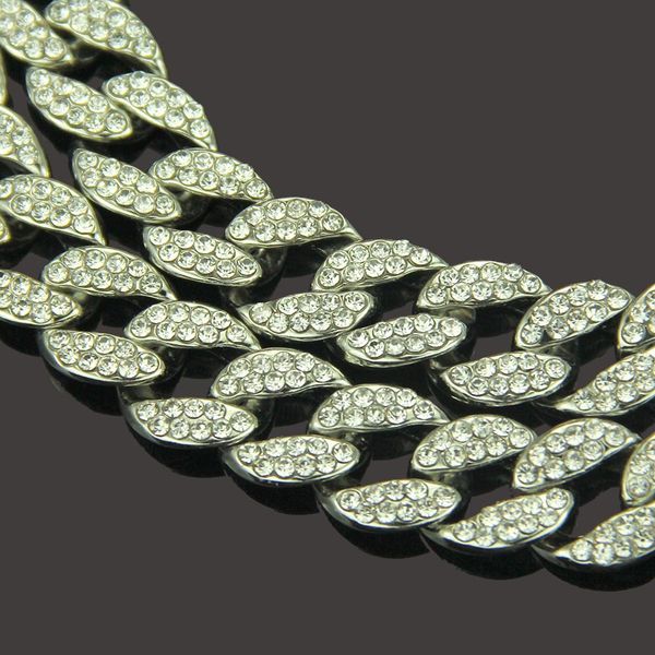 

designer jewelry 24inch 60cm wide 1.5cm cuban link chain mens iced out miami cuban necklace silver gold bling diamond hip hop rapper night c
