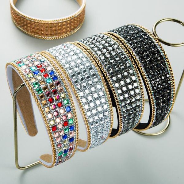 

new fashion hairband for women wide side full shining rhinestone headband headwear party hair accessories, Slivery;white