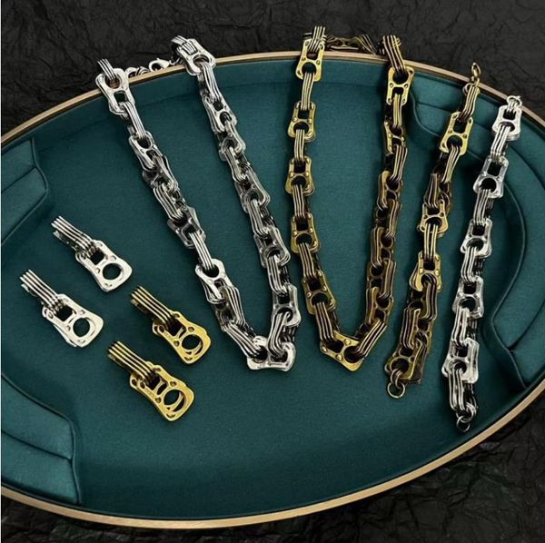 

new vintage pull-tab necklace bracelets fashionable letters designs punk earing luxury jewelry, Silver