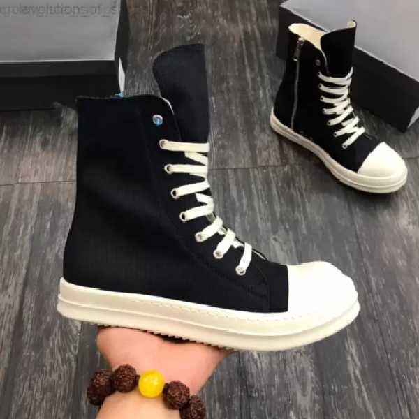 

2023 designer luxury rick boots canvas shoes men women high owen uitility mens trainers ro breathable sports sneakers, Black