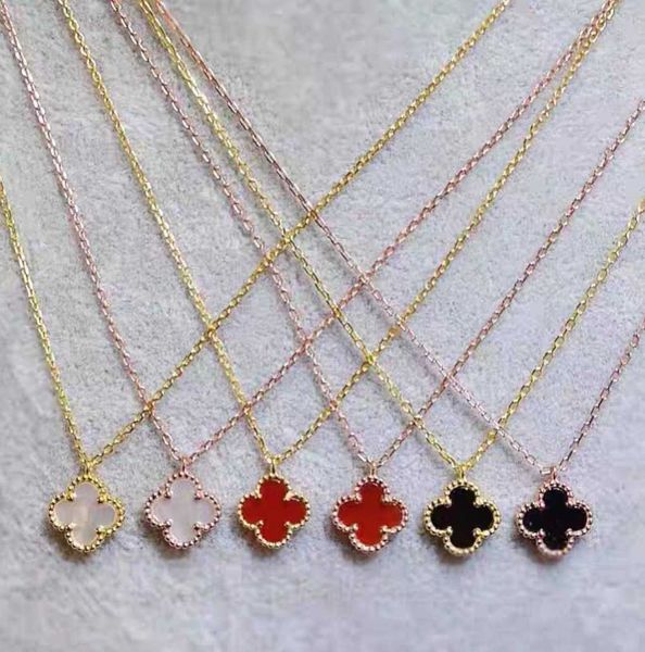 

four-leaf clover necklace women's double sided fritillaria 18k gold colorless simple pendant light and luxury little popular online red, Silver