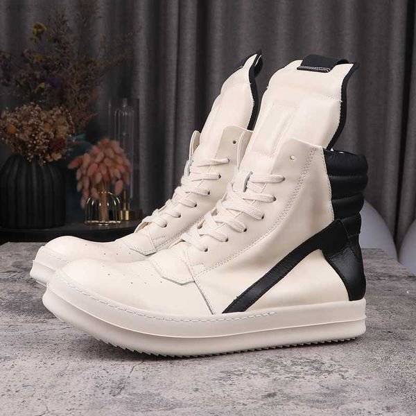 

rick beige casual shoes man's sneakers ro owens board shoes women's high ankle boot, Black