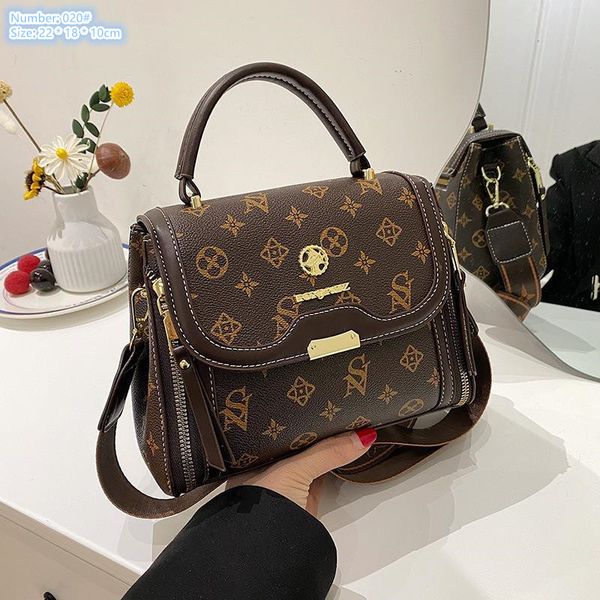 

Factory wholesale ladies shoulder bag 2 colors classic letters retro handbag street popular printed backpack multifunctional double zipper fashion handbags, Coffee-020#-zs