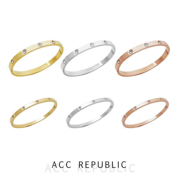 

high version classic style~high grade feeling carti ten diamond titanium steel bracelet light luxury small and cool style high exquisite jew, Black