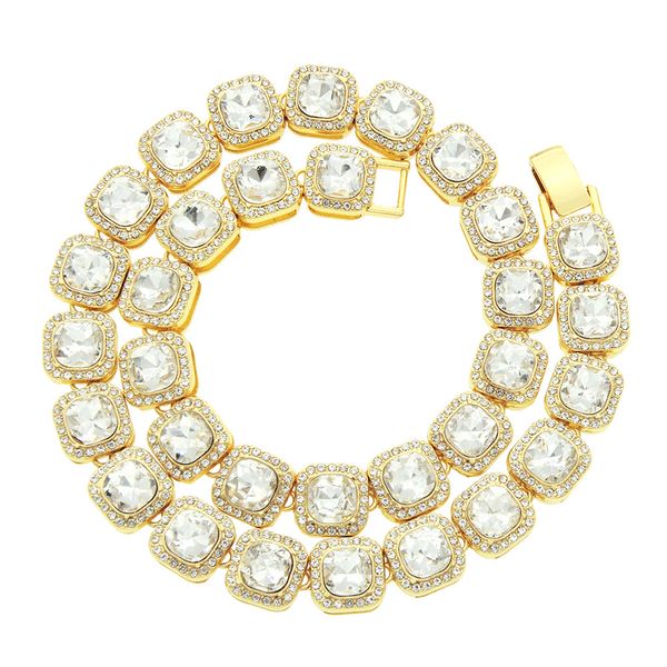 

designer jewelry short square diamond cuban link chain men iced out miami cuban necklace gold bling big zircon hip hop rapper night club jew, Silver