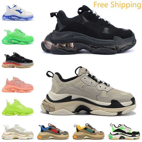

men women triple s sneaker luxury designer shoes black white blue red green yellow bred mens platform trainer