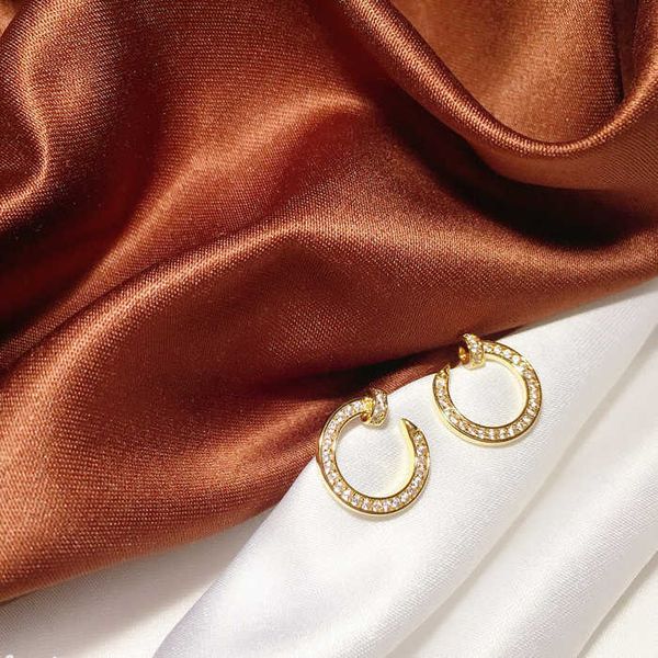 

original designer carti nail zircon earrings 2020 new style for women simple and small korean personalized network red, Golden;silver