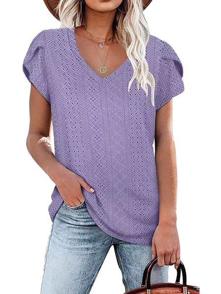 

womens tshirt womem short sleeve v neck solid t shirt 230707, White