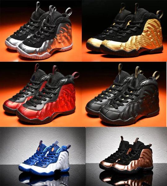 

youth pro metallic gold dr doom royal kids basketball shoes girl boy penny hardaway basket ball trainers sport sneakers 11c-3y, Black