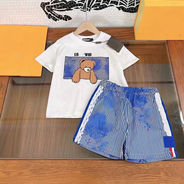 

kids designer set baby sets girl boy shorts sleeve kid clothe two piece luxury summer sports suit, White