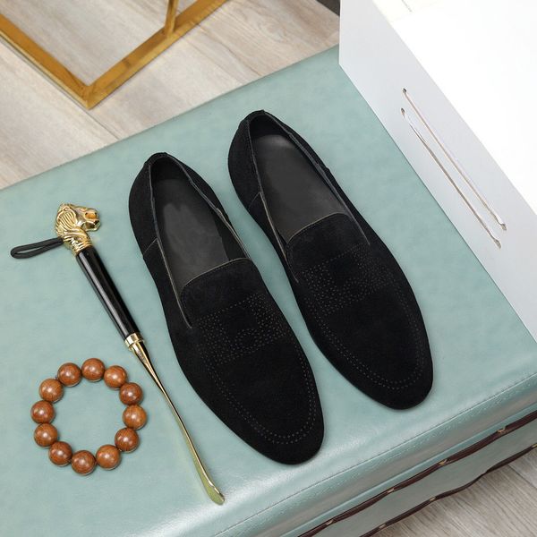 

new 2023 men dress shoes business fashion brand designer wedding party flats male office casual loafers size 38-44, Black