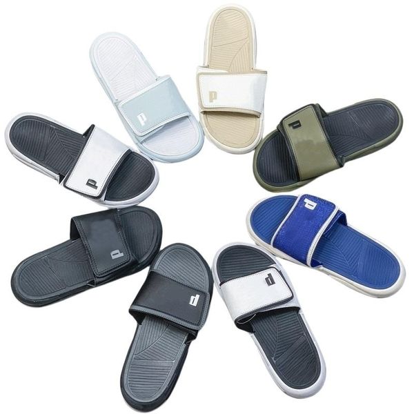 

summer women's slippers men's hoop&loop beach shoes rubber sole designer shoes outdoor letter slides open toe sandals non slip fas, Black