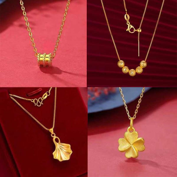 

vietnam gold necklace women's imitation genuine 999 plated chain four-leaf clover pendant jewelry, Silver