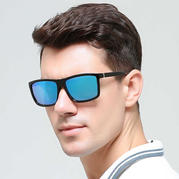 

color film polarized men's fashion women's square sunglasses, White;black
