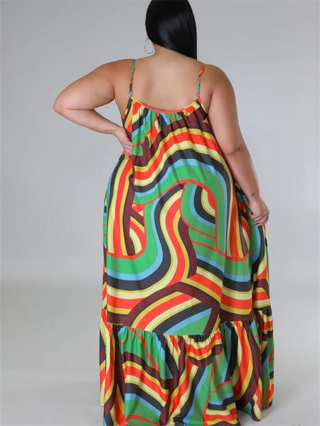 

dresses wmstar plus size summer dresses for women slip sleeveless printed slip elegant maxi dress new clothes wholesale dropshipping, Black