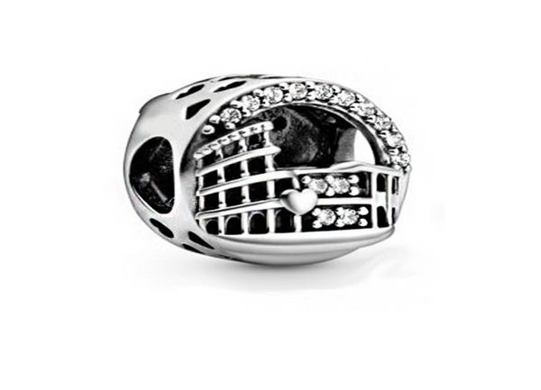 

new real 925 sterling silver color rome colosseum openwork charms beads fit women gift european original bracelet diy fashion jewe9009650, Black