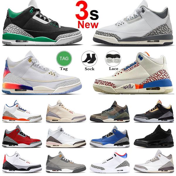 

3 basketball shoes 3s sneakers muslin hide n' sneak mr.triple double patchwork j balvin lucky green racer blue dark iris neapolitan unc