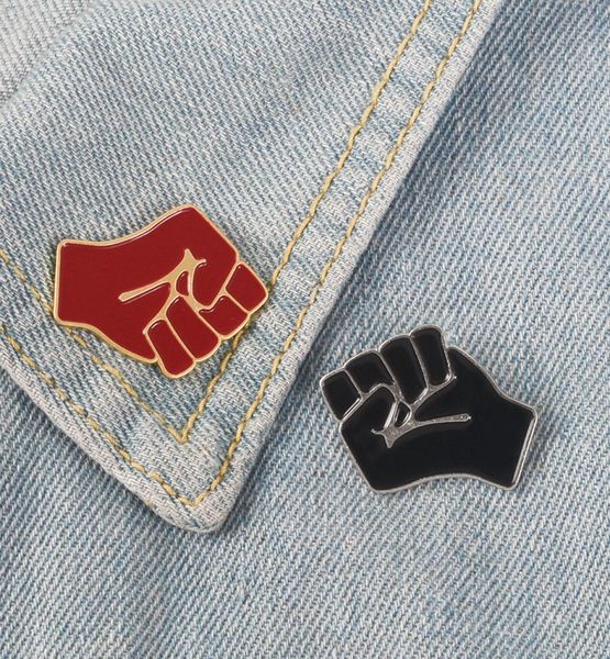 

raised fist of solidarity enamel red brooch hat clothes lapel pin jeans shirt badge black lives matter jewelry gift5593009, Gray