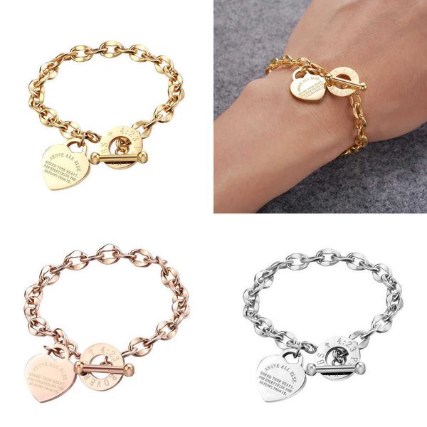 

famous jewelry women love bracelet bangles stainless steel gold heart bracelets for birthday party gift, Golden;silver