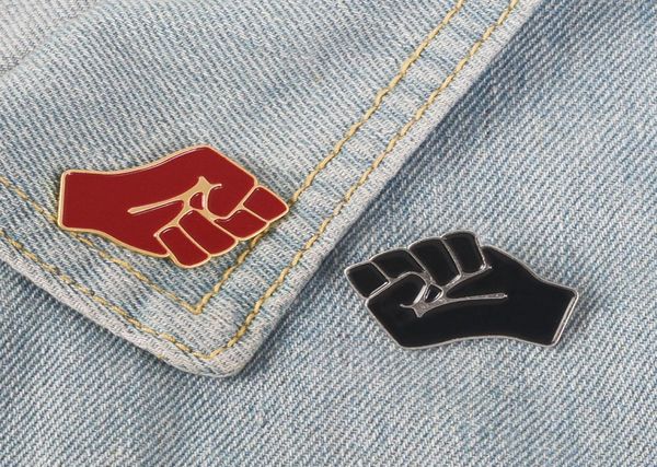 

raised fist of solidarity enamel red brooch hat clothes lapel pin jeans shirt badge black lives matter jewelry gift2008269, Gray