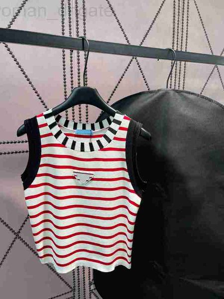 

women's tanks & camis designer 2023 stripe knits fashion summer triangle pattern badge sweaters vest women o-neck sleeveless ladies 2 c, White