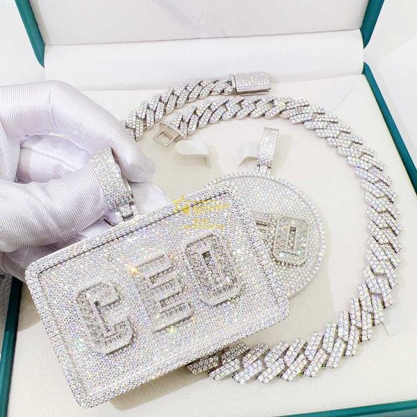 

gra certificate silver letter name hip hop ceo pendant moissanite diamond iced out custom pendant