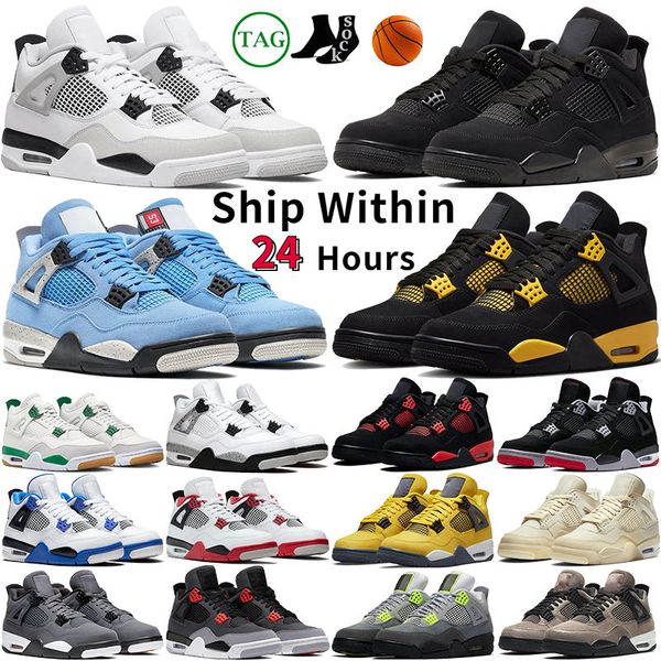 

4s basketball shoes for men women jumpman 4 sneaker mens trainers military black cat thunder white oreo cool grey university blue pine green