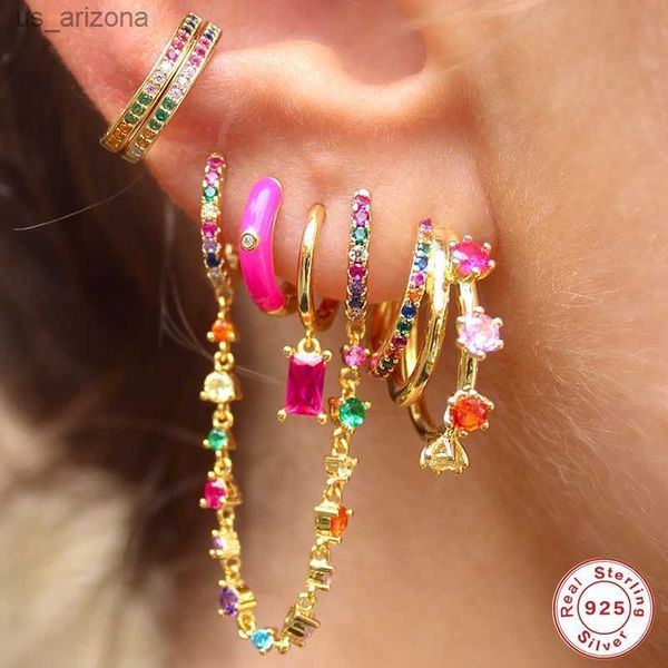 

canner 925 silver gold silver filled stud earrings for women vintage color cz zircon piercing women's earring 2022 trend jewelry l23062, Golden;silver