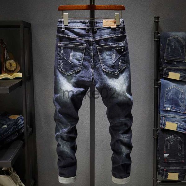 

men's jeans men jeans skinny stretch washed casual solid 2022 spring autumn summer men denim jeans slim retro straight male quality x07, Blue