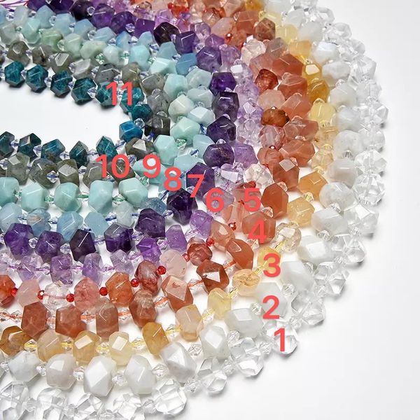 

synthetic quartz natural faceted aquamarine labradorite amethyste stone beads gemstone diy loose for jewelry making strand 230707, Black