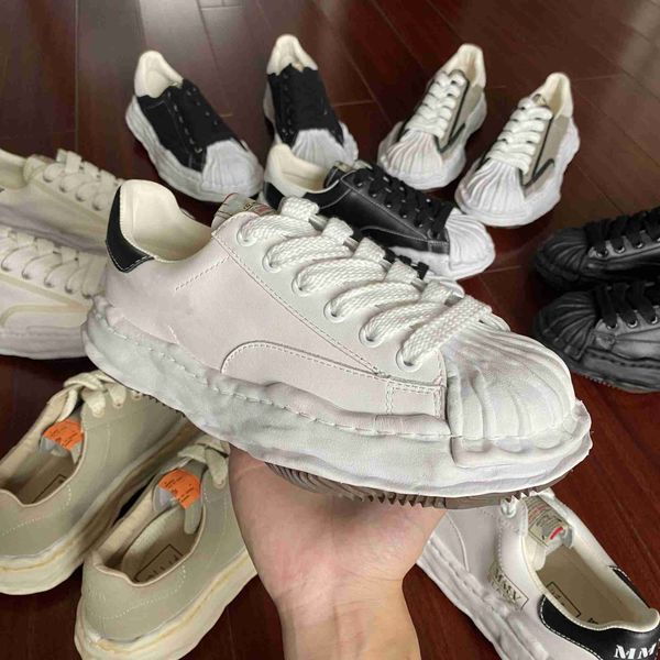 

mens low canvas shoes blakey maison mihara yasuhiro mmy cut for men miharayasuhiro shell toe cap skate shoe stc sneakers women signature lea, Black