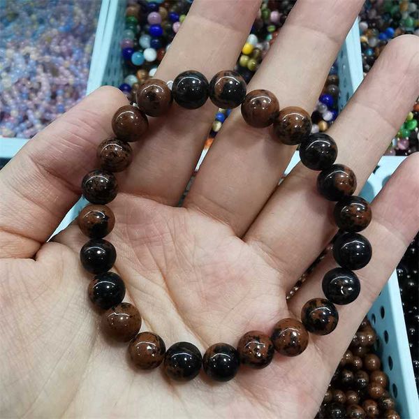 

wholesale crystal jewelry red obsidian bracelet 8/10 mm bead crafts for gift and decoration, Silver