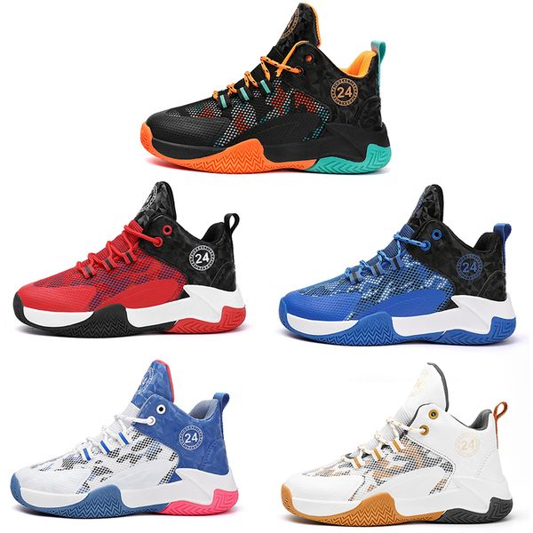 

multi-colored kid basketball shoes breathable men women white blue black orange red golden mens trainers outdoor sports children