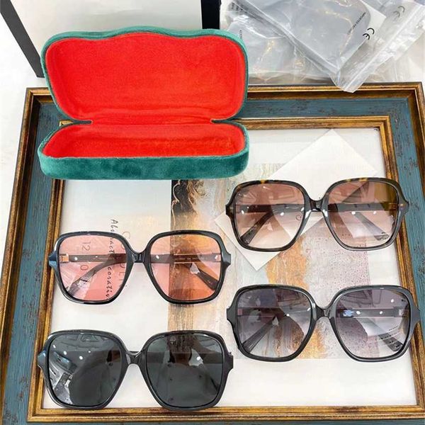 

2023 new family box ni star fashion large frame slim face sunglasses female gg1189sa, White;black