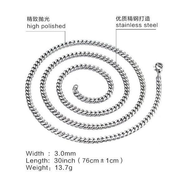 

light luxury european and american fashion mens and womens cuban link chain titanium steel necklace fashion chain stainless steel 2290019, Black