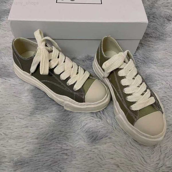 

maison mihara yasuhiro dissolved mmy shoes smile low canvas men's and women's thick sole elevated board shoes, Black