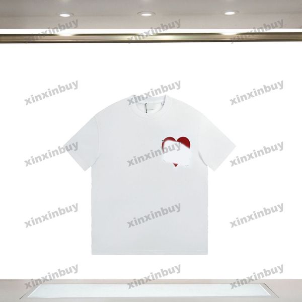 

xinxinbuy men designer tee t shirt 23ss paris love england print short sleeve cotton women white black blue xs-2xl, Black;brown