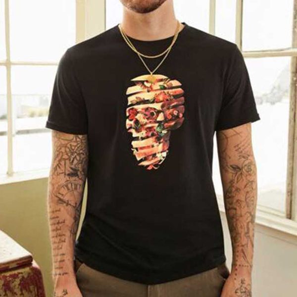 

designernew summer fashion brand large round neck loose black digital print short sleeve t-shirt men's wear, White;black